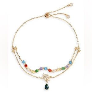 Nordstrom layered chain bracelet rainbow rhinestone